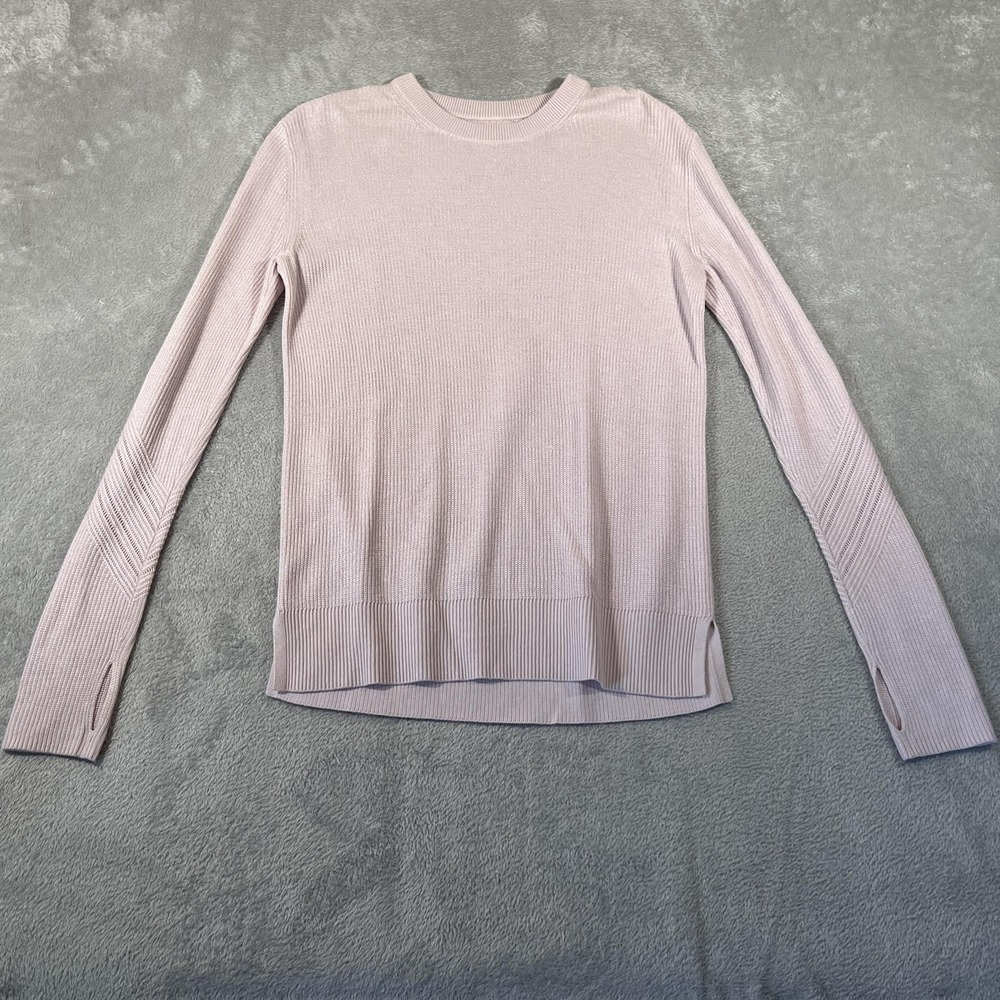 Lululemon Time to Restore Sweater Womens Size 8 Pink Cashmere Ribbed Knit Winter